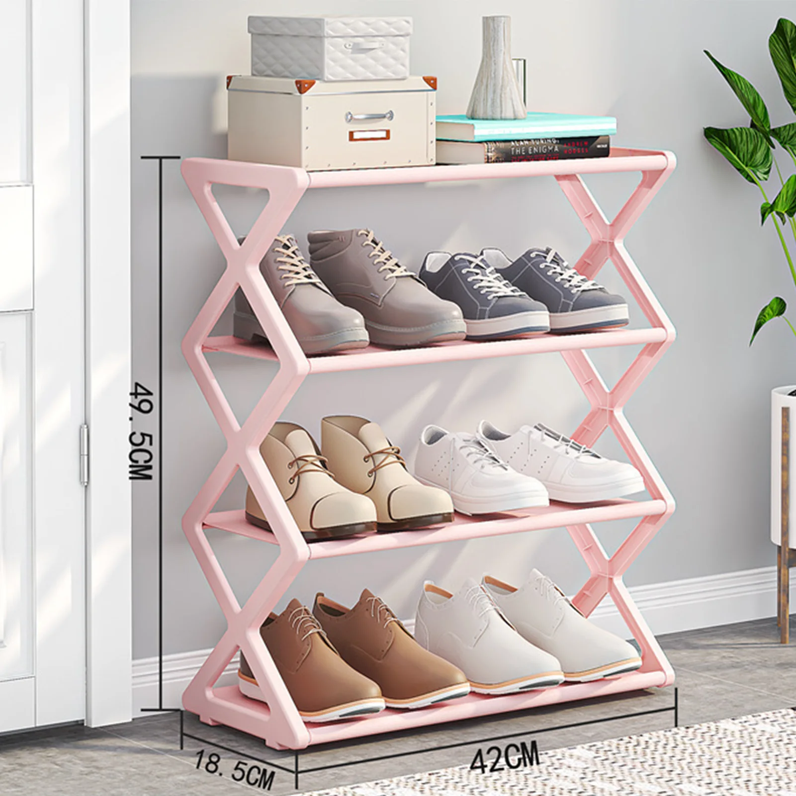 4-Tier Freestanding Shoe Rack Free Standing Shoe Shelf Storage Organizer for Entryway Closet Bedroom