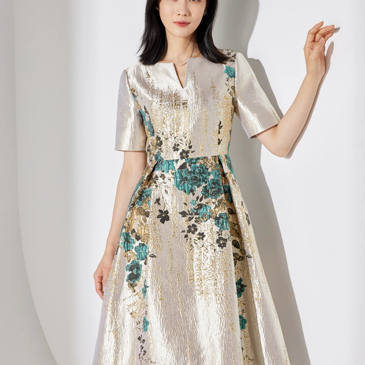 Elegante Sommer Frauen Kleid Jacquard Luxus 2024 Neue Ankunft Boho Blumen Kleid Party Abend Maxi Kleidung Ballkleid Robe Vestido