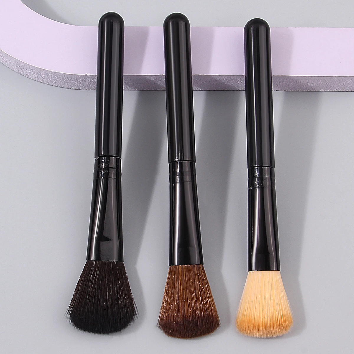 3 piezas de brocha para polvos suaves, brocha para colorete, brocha para contensiones, brocha de maquillaje portátil y amigable para principiantes, herramientas de belleza