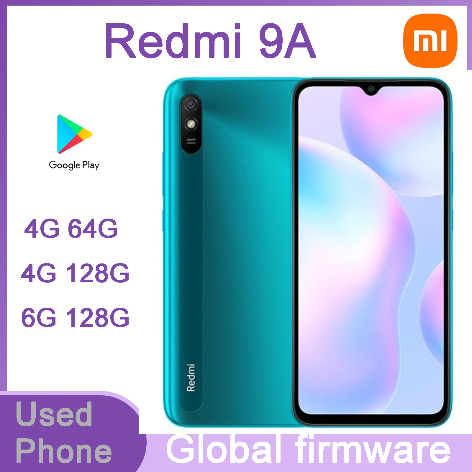 

Xiaomi Redmi 9A Global Rom Smartphone 64GB/128GB Cellphone 5000mAh 6.53 inch Octa Core 13MP Smart phone CN Version Used Phone