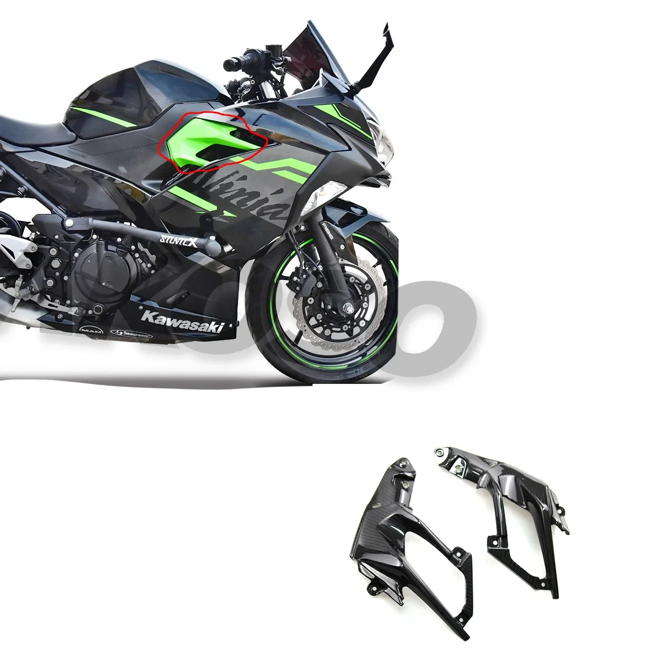 Motorcycle Modified Fairing Carbon Fiber Dhell for Kawasaki Ninja400 2018 Middle Side Plates Covers Upper Side Panels Fairings