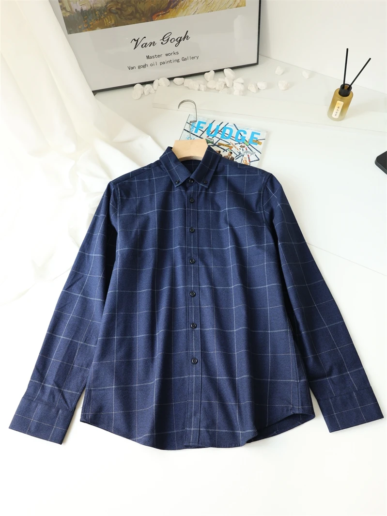 

Двусторонняя рубашка-поло мужская осенняя новая, с воротником на пуговицах, не мнущаяся, приталенная, стандартная, тонкая