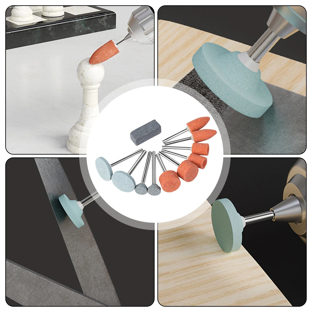 11pcs Grinding Head Grinding Wheels Set Rotary Abrasive Tools Green/Brown Grinding Head Metal Wood Jade And Plastic Polishing