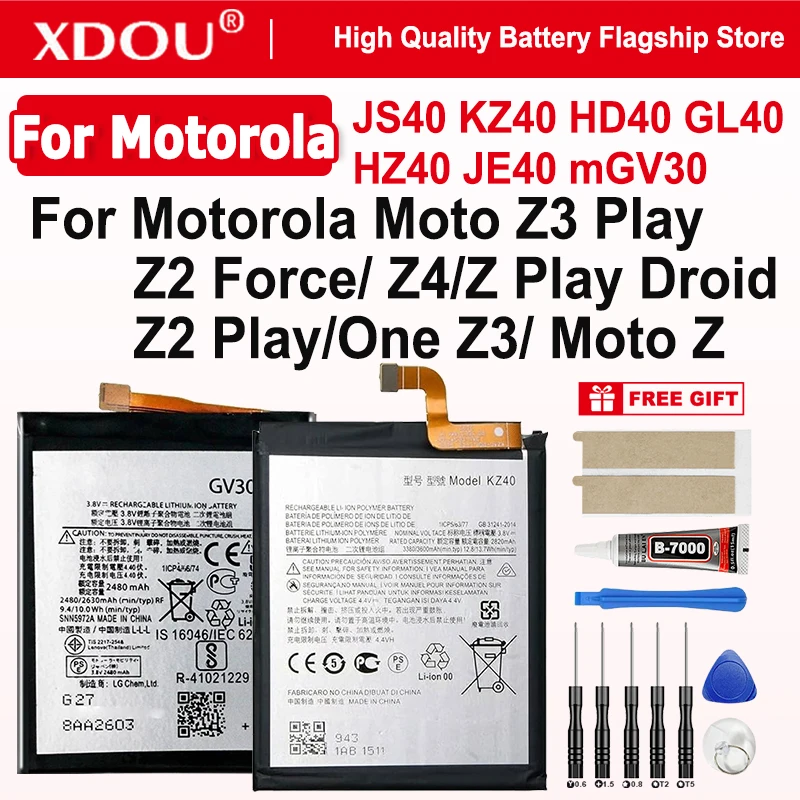 Battery JS40 KZ40 HD40 GL40 HZ40 JE40 GV30 For Motorola Moto Z Z3 Play Z4 Z2 Force Z Play Droid Z2 Play One Z3 Phone Batteries