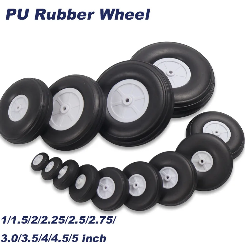 2PCS PU Rubber Wheel High Elastic  Rc Fixed-Wing Airplane Model DIY Tires Diameter 1/1.5/2/2.25/2.5/2.75/3.0/3.5/4/4.5/5 inch 