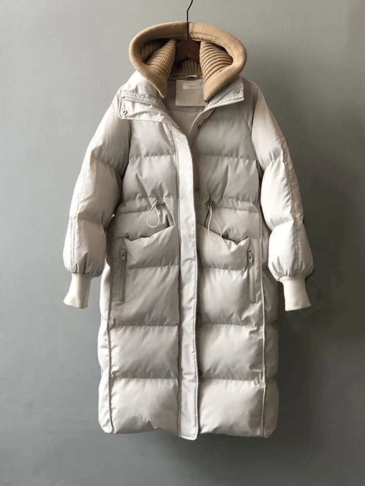 

Cotton Padded Woolen Removable Hooded Down Jacket For Winter Long Loose Thickened Woolen Hooded Snow Parka Coat JJ1192
