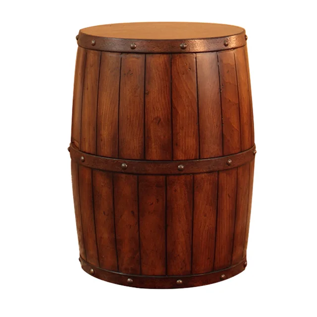 Retro Country Style Solid Wood Round Wine Barrel Shape  Bar Table Beer Barrel Shape Table