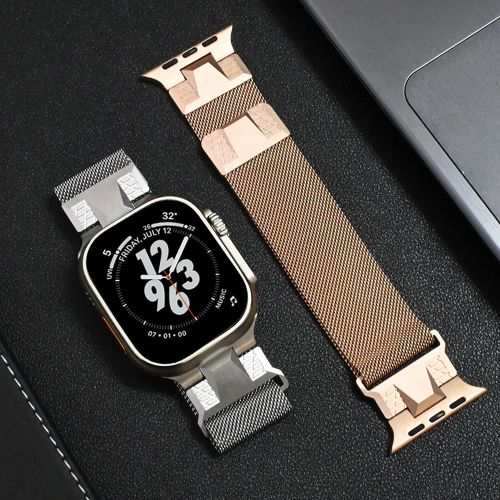 

Milanese Magnetic Band for Apple Watch Ultra 2 49mm 10 46mm Luxury Loop Bracelet for IWatch 9 8 7 6 5 4 3 SE 42mm 44 45mm Strap