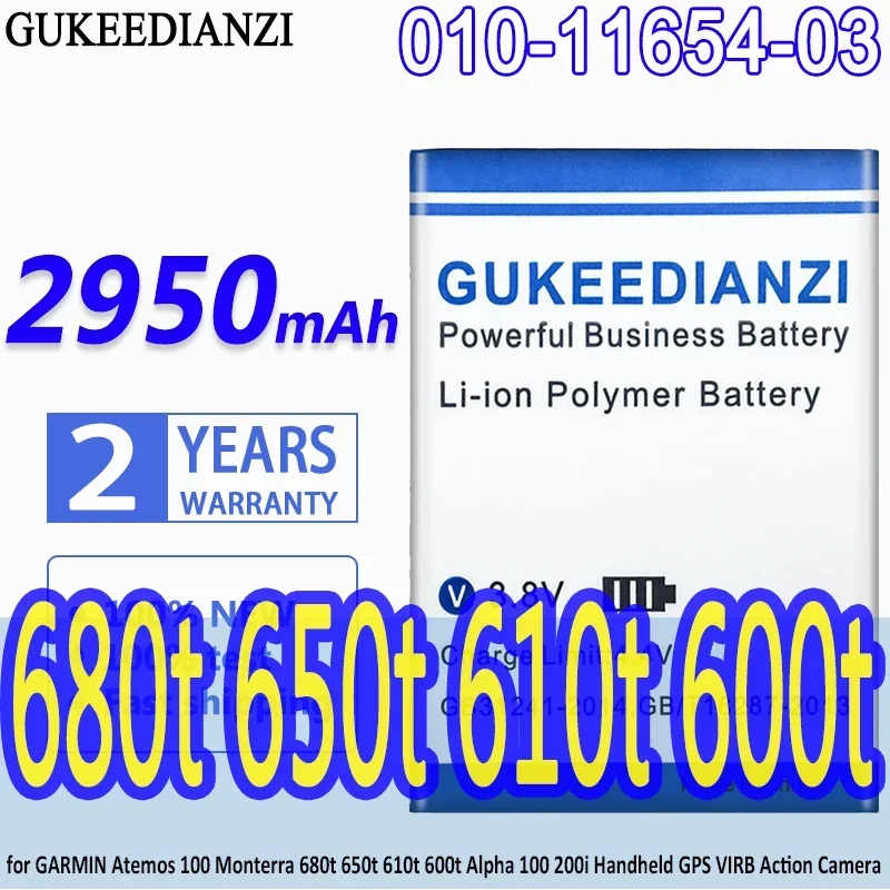 High Capacity GUKEEDIANZI Battery 010-11654-03 2950mAh For GARMIN Monterra 680t 650t 610t 600t Handheld GPS VIRB Action Camera