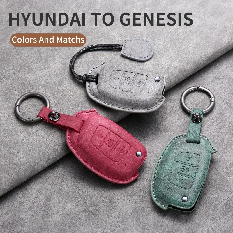 

Car Flip Key Case Cover For Hyundai Grand I10 2023 IX35 IX45 I20 I30 HB20 Elantra Solaris Sonata Santa Fe Sport Tucson Leather