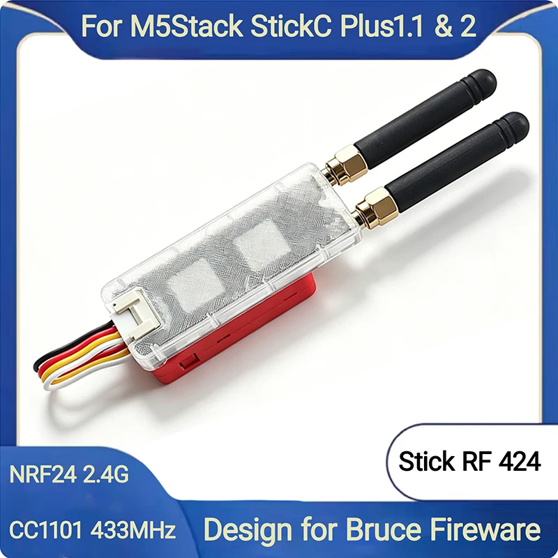2 in 1 NRF24L01 & CC1101 For M5Stack StickC Plus 2, 433MHz & 2.4GHz Development Compatible Bruce Firmware, PINGEQUA Stick RF 424