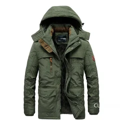 Casacos masculinos longos com capuz, sobretudos casuais, parkas quentes para homens, roupas de exterior de alta qualidade, 5x, inverno