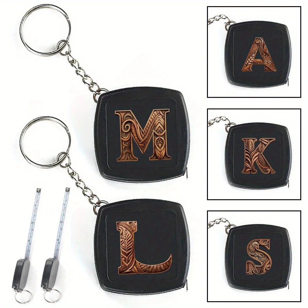 

2m Thick Shell Wear-Resistant Stretchable Tape Measure Dual Scale Metal Tape Durable Measuring Tool Wood Art Letter Pattern