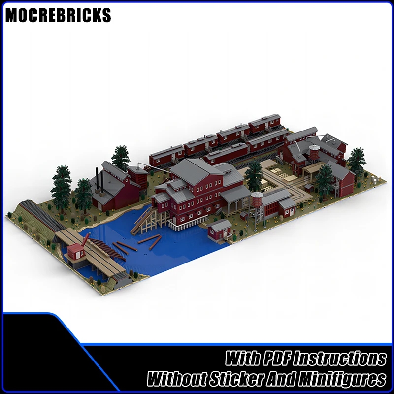 MOC Sawmill Series Logging Camps Facilities Modular Architecture Building Blocks Trains Model Kid's Bricks Toys Xmas Gifts Sets