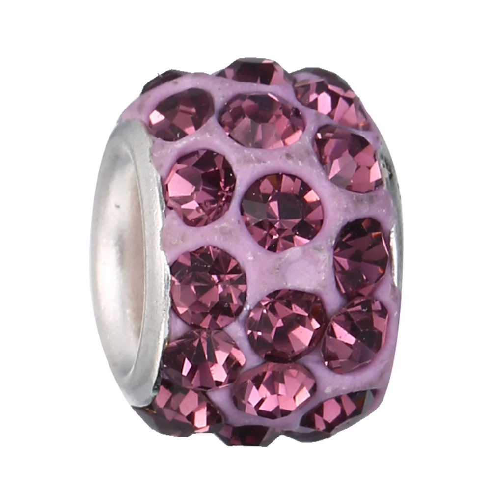 

100 шт., стеклянные бусины с большими отверстиями, инкрустированные стразами, разноцветные бусины для самостоятельного изготовления ювелирных изделий, браслет, ожерелье, принадлежности для бисера