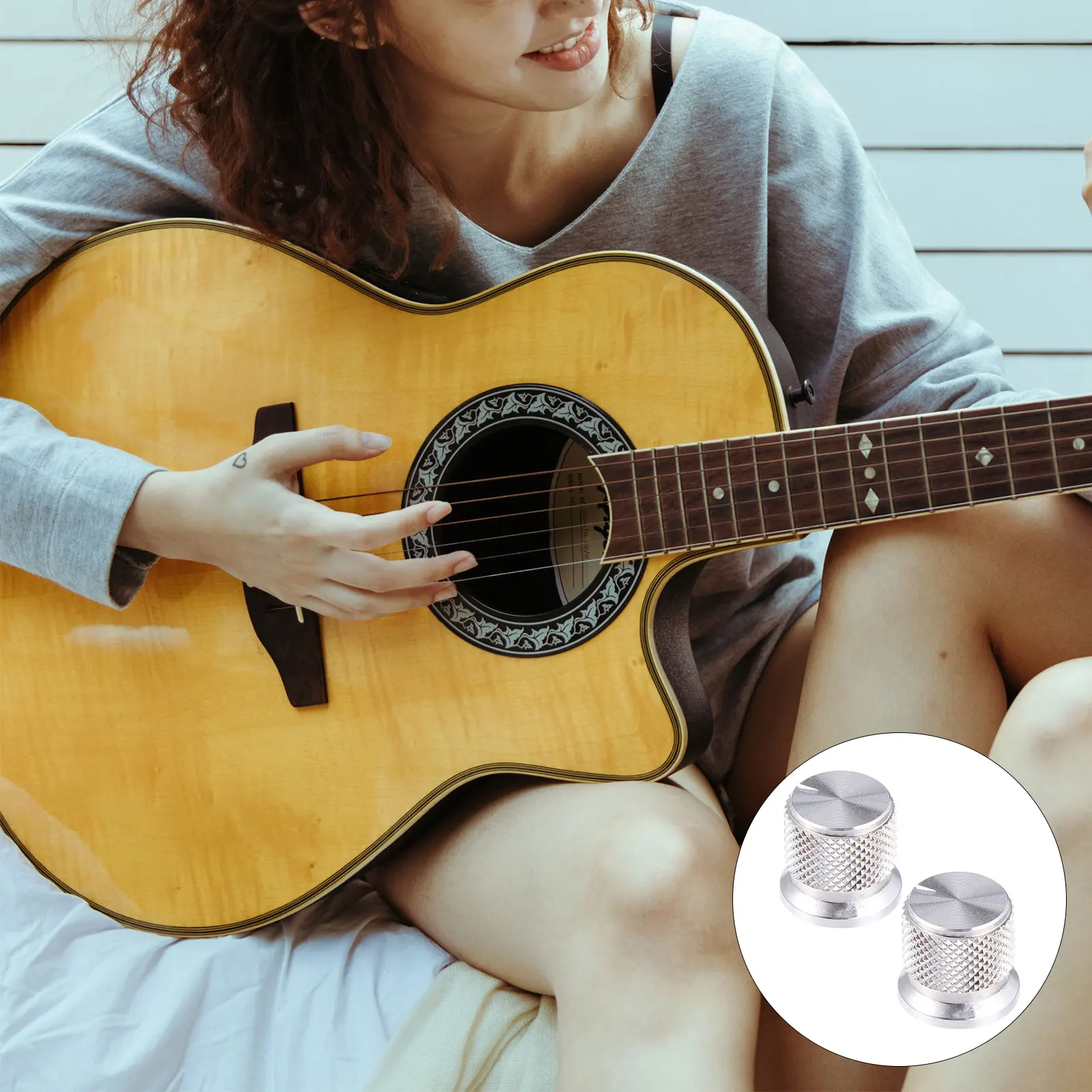 

2pcs Guitar Knob Volume Control Replacement Flat Top Anti Slip Coarse Electric Bass Amplifier Effects Accessories Guitar