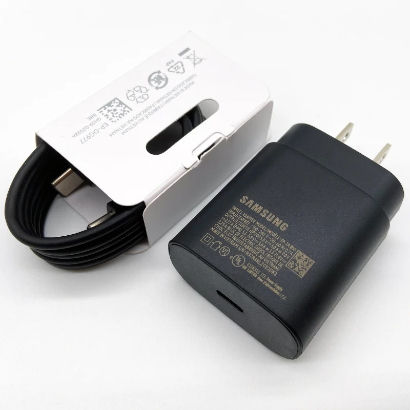 Samsung 25W Super Fast Charger Quick Charging USB C PD Power Adapter Type C USB-C Cable For Galaxy S22 S23 S21 FE A05 Note10+