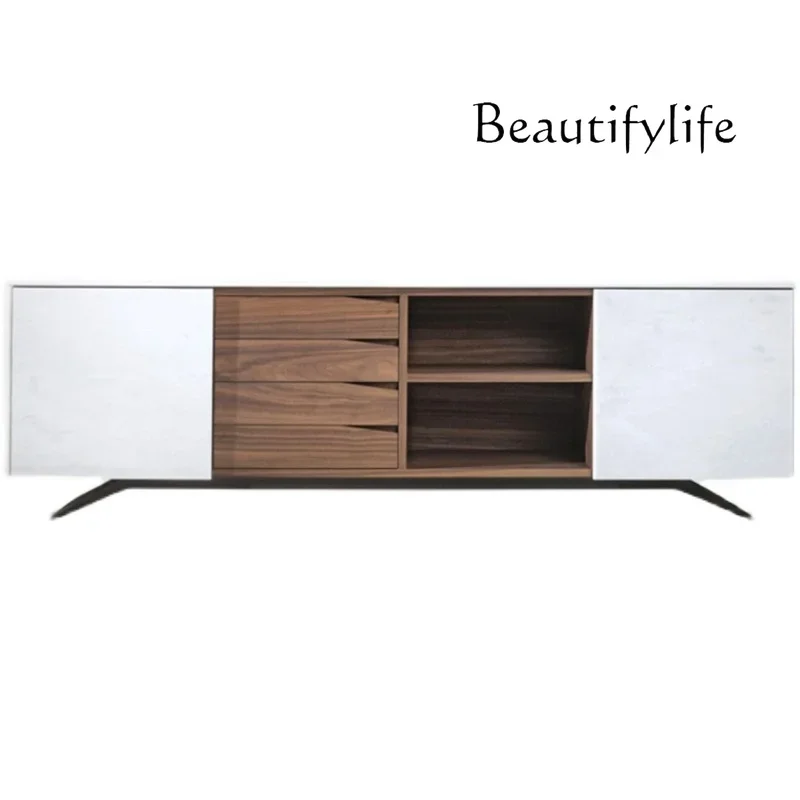 Nordic cream wind solid wood paint TV cabinet simple small apartment audio-visual cabinet