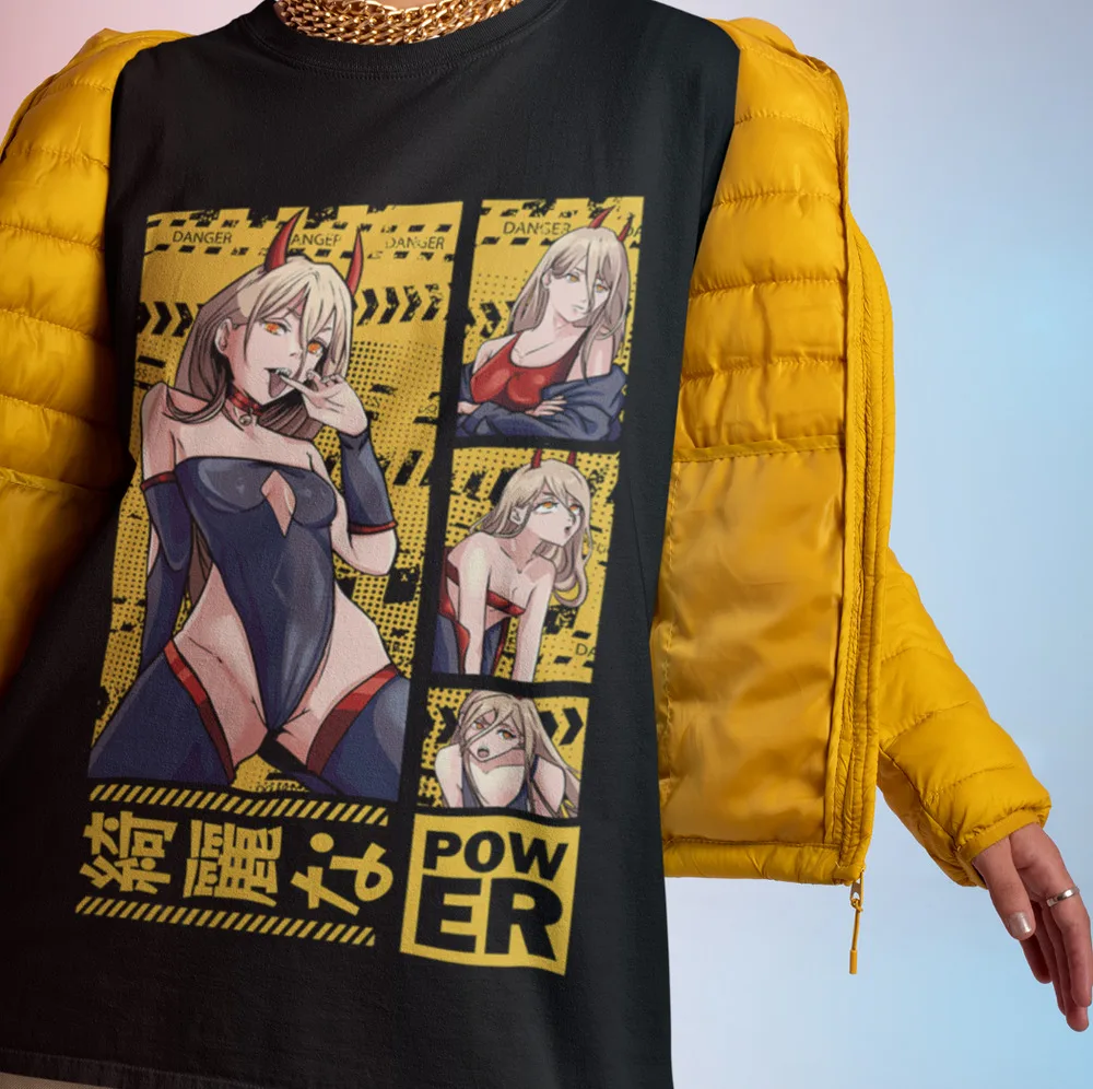 

Chainsaw Man Shirt Makima Power Tshirt Poshita T-Shirt Denji Anime Manga Tee Asa