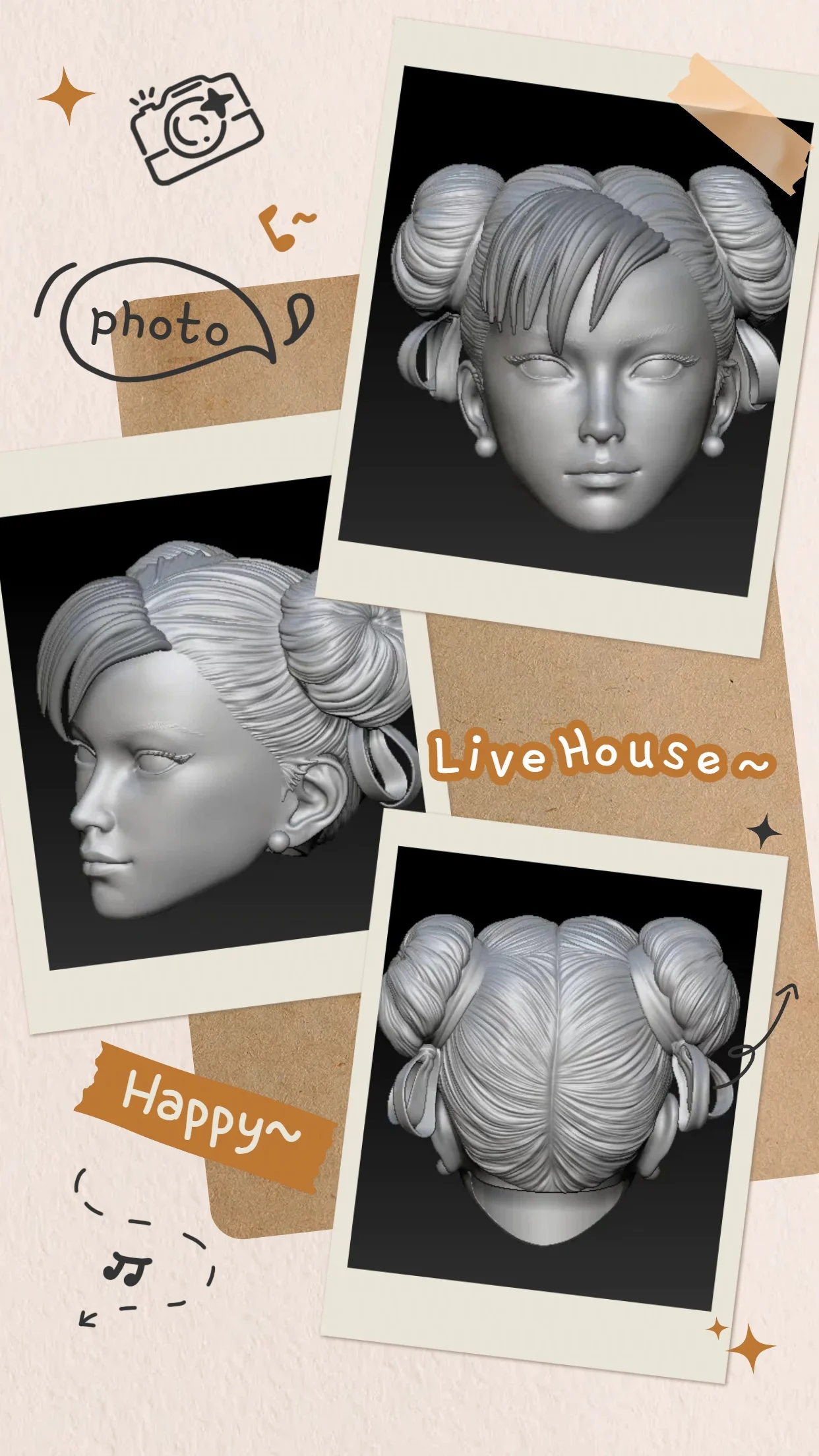 

【Неокрашенный】Женский солдат Чун-Ли в масштабе 1/12, культовая прическа с двойной булочкой, изысканные детали, резьба по белой головой для фигуры 6 дюймов