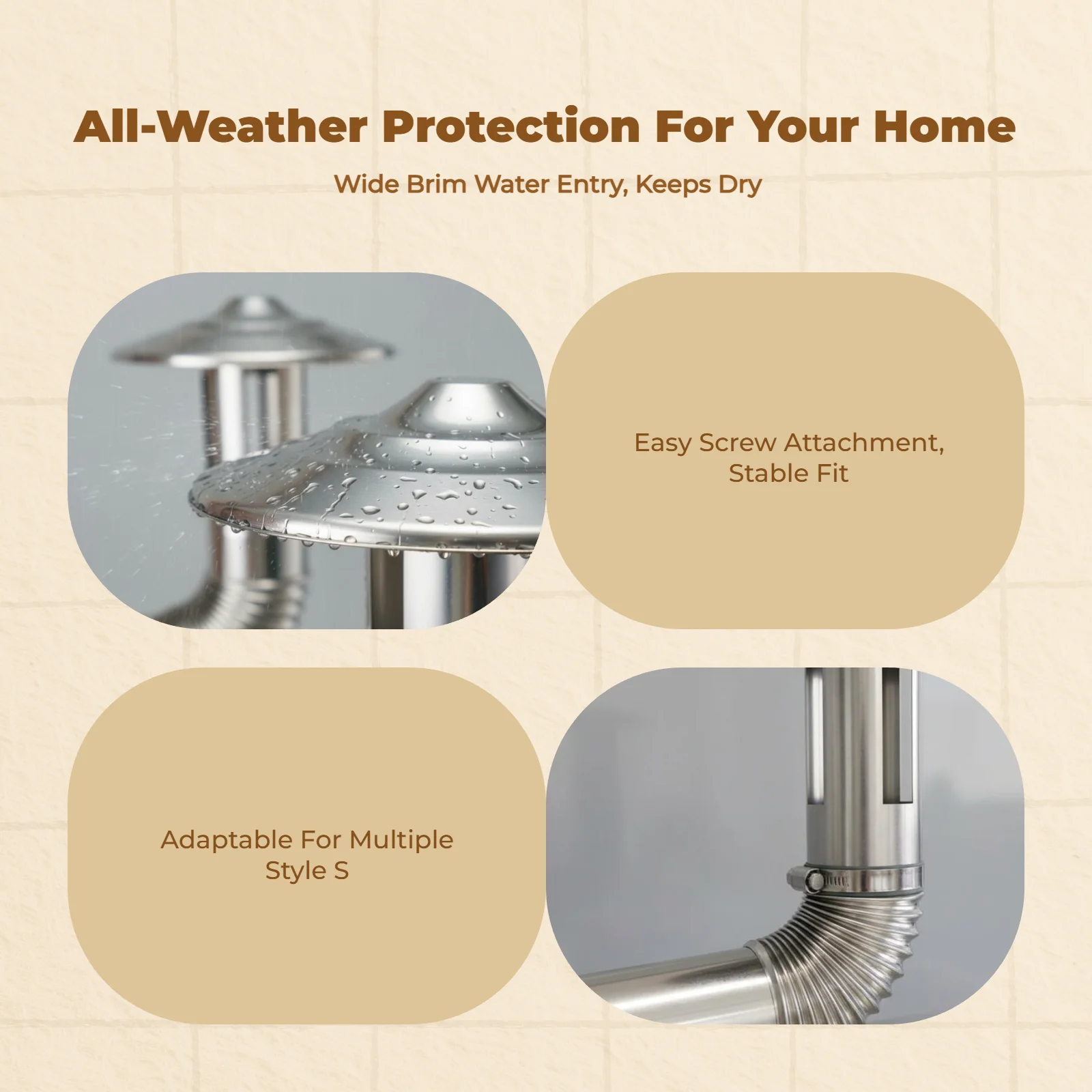 Obrázek 5: All-weather komín cap
stainless ocel déšť ochrana
