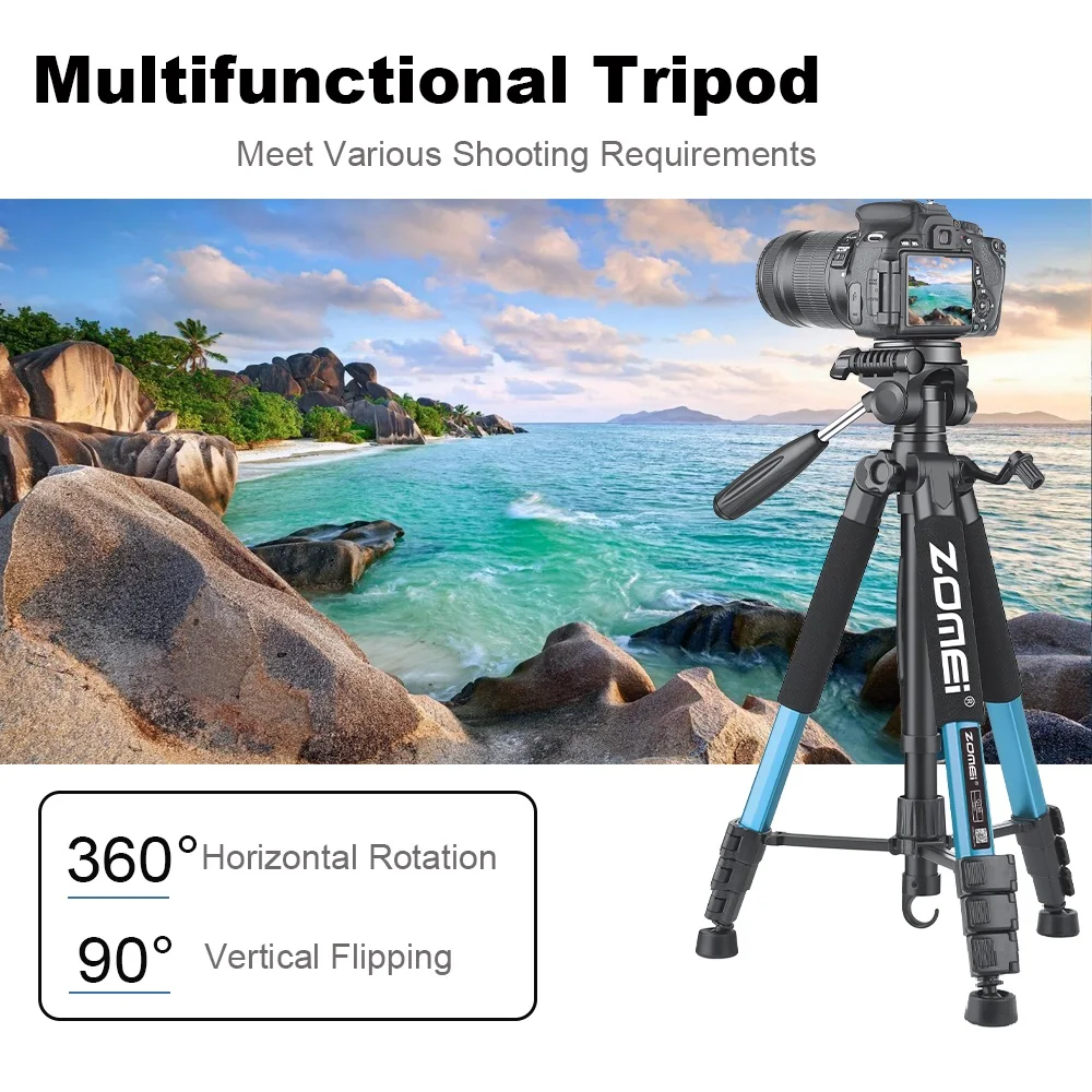 Zomei Tall Phone Stand Heavy Duty Tripod for Professional Camera Canon, Rotatable Video Floor Floor Tripod for Horizontal Shoot