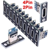 5/20Pcs USB Jack 3.1 Type-C 2Pin 4Pin Female Connector Jack Data Charging Port Small Electrical Charging Base with Fixing Plate