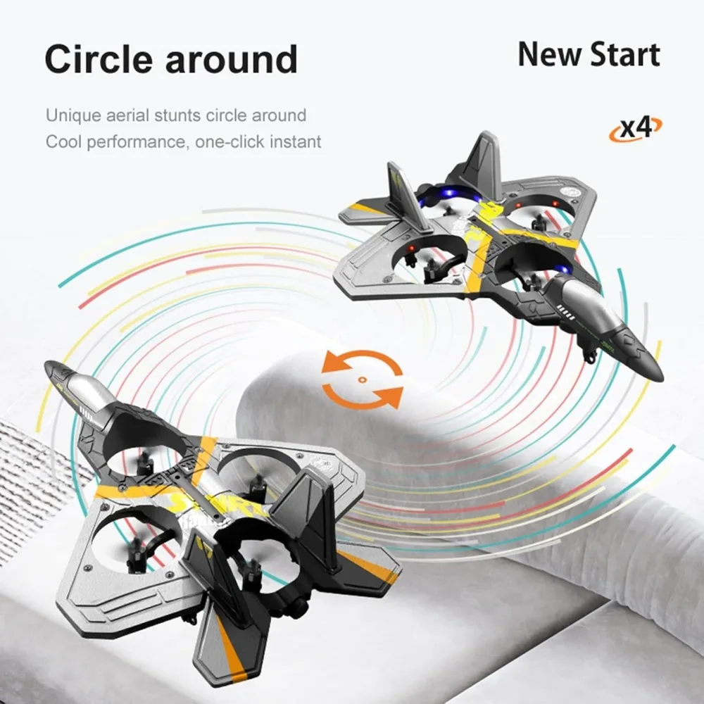 2.4GHz RC Foam V17 Jet Fighter Stunt Airplane with 360° Spin and 2 Batteries for Durable Flight Performance
