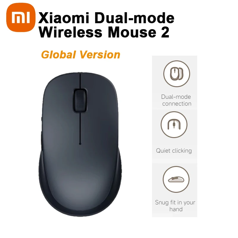 

Xiaomi Dual-mode Wireless Mouse 2 1200DPI TTC Mute Clicking Mice PC Laptop Computer Bluetooth 2.4GHz Wireless Connection Mouse