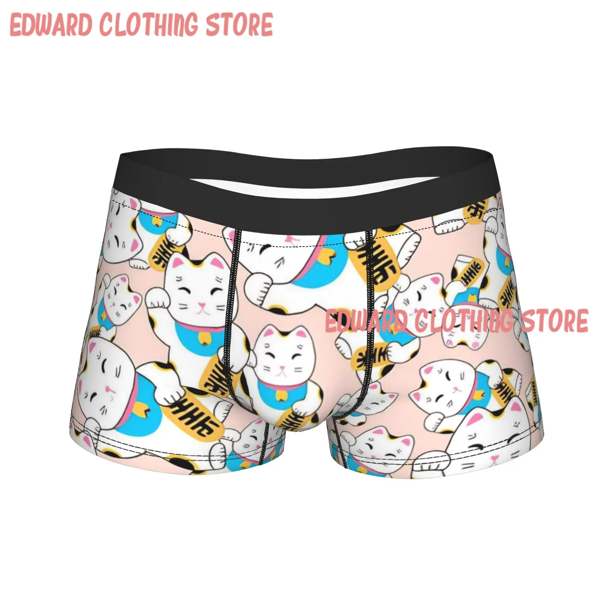 Lucky Cat Underwear  Printing Boxershorts Hot Sale Males Underpants Novelty Boxer Brief Birthday Gift