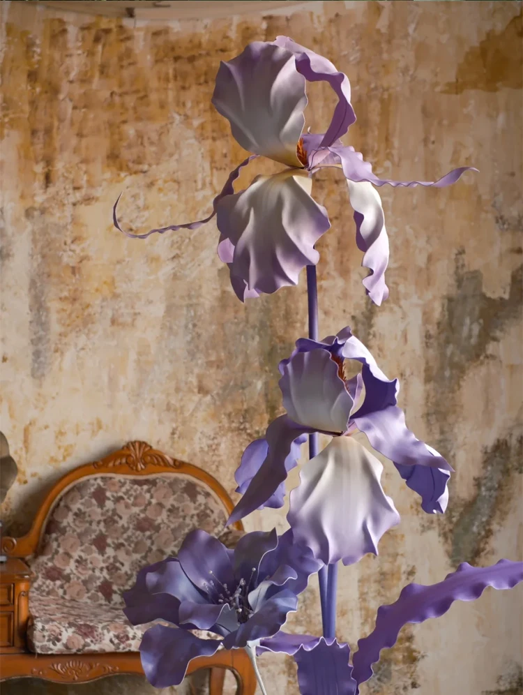 Große wasserdichte EVA-Irisblume, künstliche Garten- und Hochzeitsdekoration für draußen, Schaumstoffblume, Hintergrund für Geburtstagsfeiern, riesige Fensterblume – Detail 6