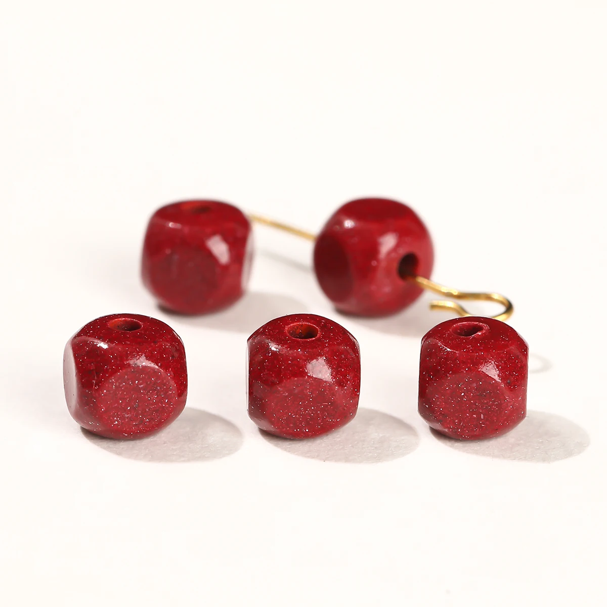 5 Pcs/lot Natural Purple Golden Cinnabar Square Shape Beads for Jewelry Making Diy Necklace Bracelet Charm Accessories Supplies
