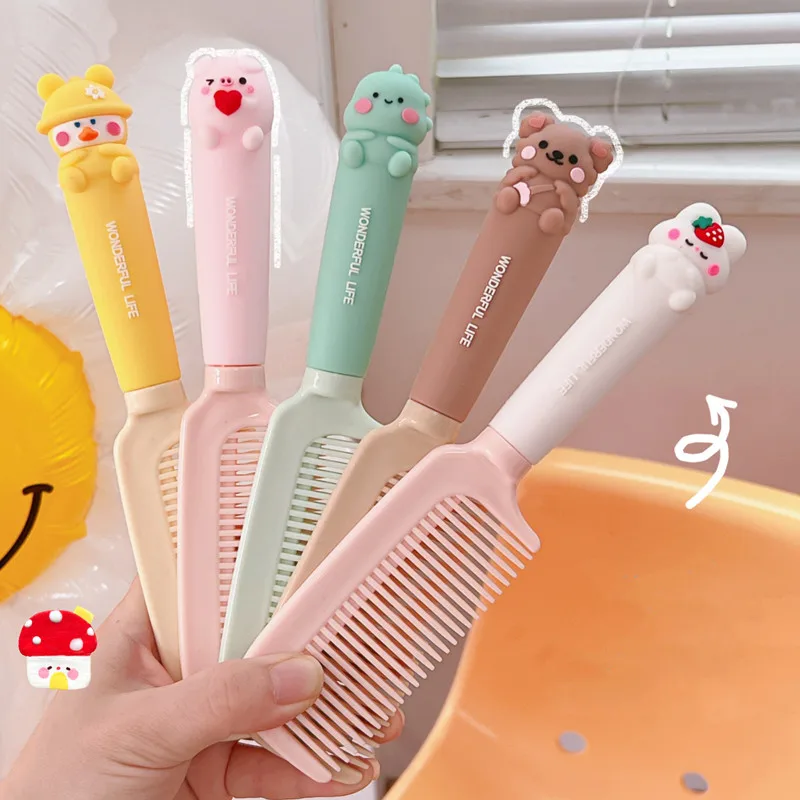 1pc Cute Cartoon Baby Comb for Baby Girsl Kawii Silicone Plastic Comb Soft Handle Kid Hair Brush for 4-18 Years Little Girls