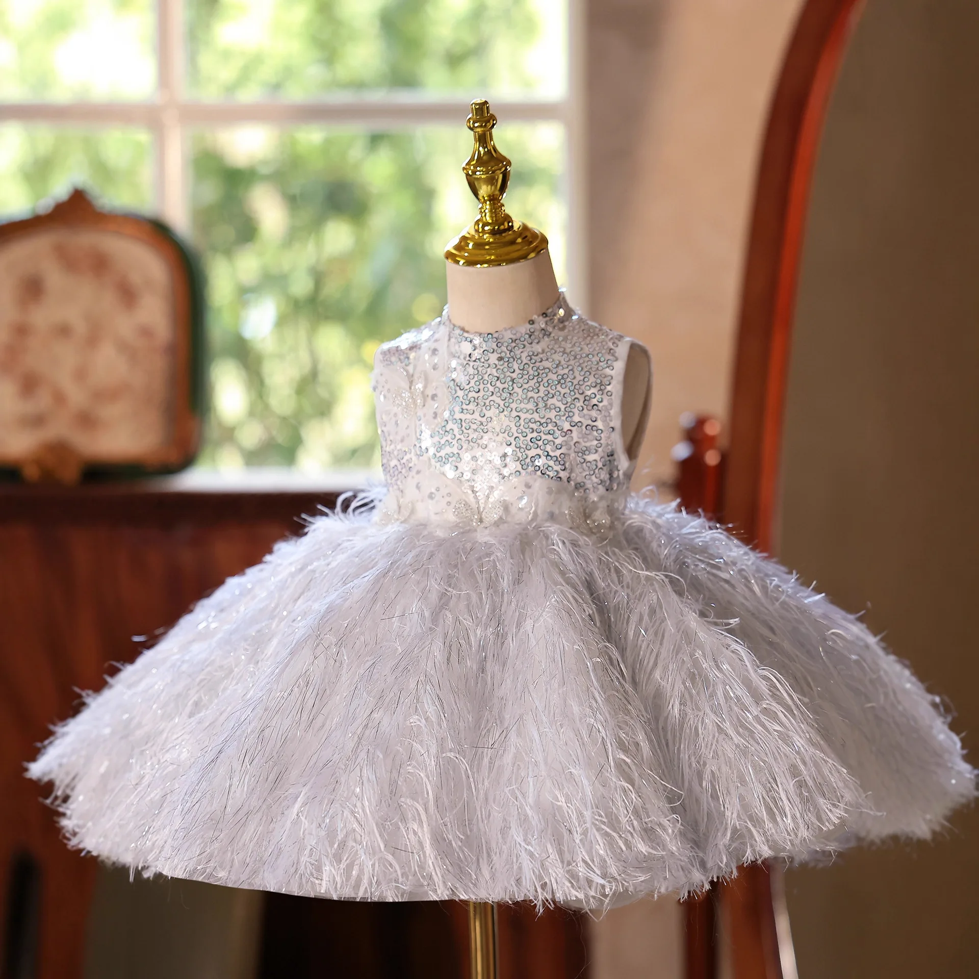 Children Light Luxury Birthday Princess Ball Gown Girls Cute Host Piano Performance Dress g473