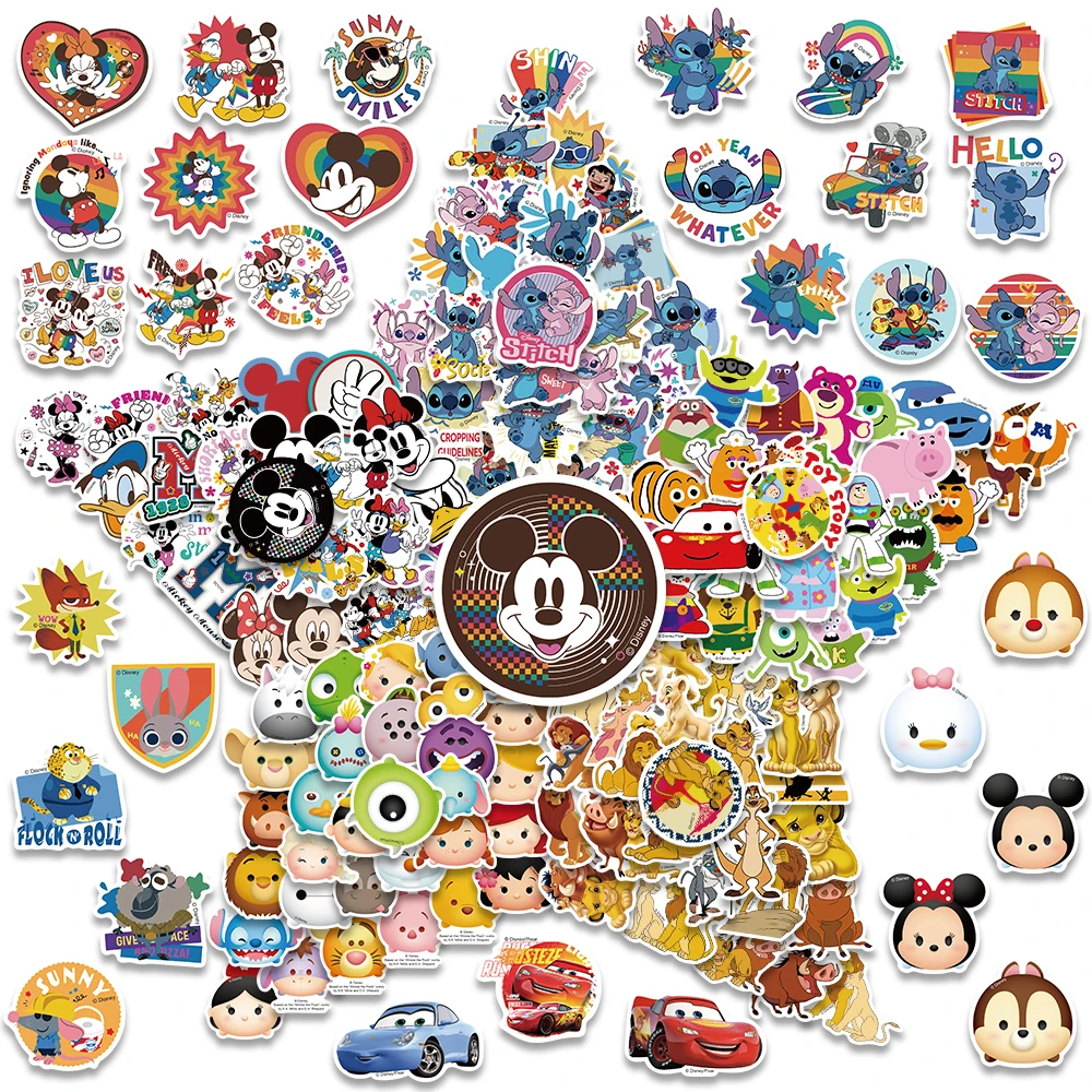 

50pcs Disney Mickey Mouse Stitch Tsum Tsum Stickers Cartoon Toy Graffiti Decals For Kids Laptop Luggage Scrapbook Diary Sticker