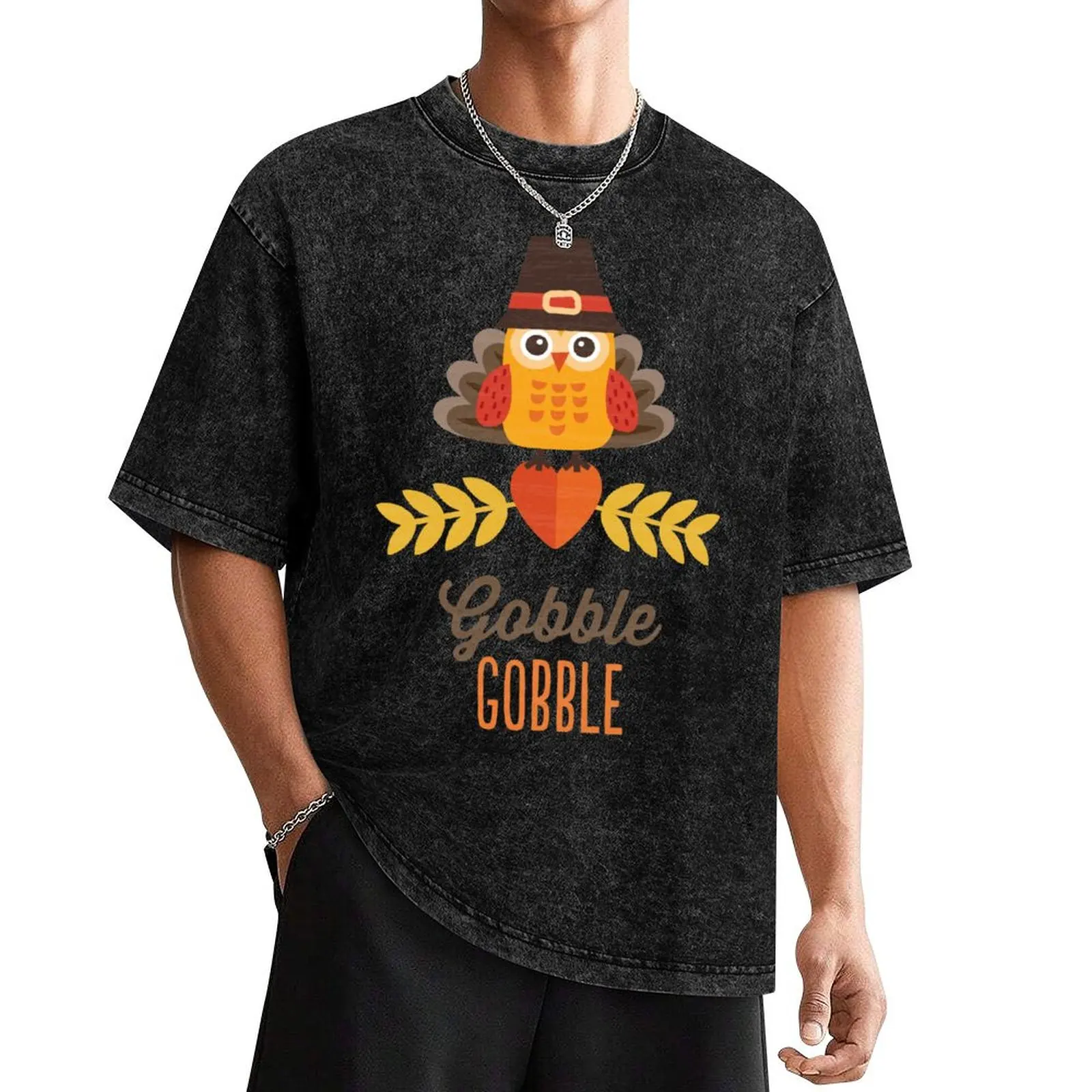 

Thanksgiving Owl in Turkey Costume and Pilgrim Hat T-Shirt cute clothes vintage graphic tee summer top mens white t shirts