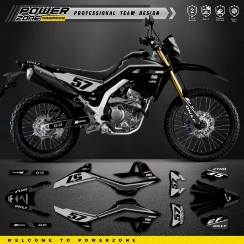 powerzone-kit-d'autocollants-personnalises-pour-honda-crf300l-decalcomanies-avec-numero-et-nom-arriere-plan-d'Equipe