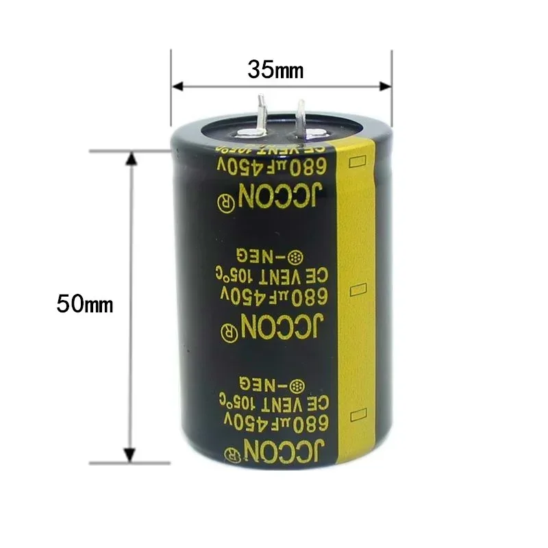 Capacitor de potência 450v680uf JCCON Capacitor eletrolítico de pé grosso Volume 35x50 Potência do inversor