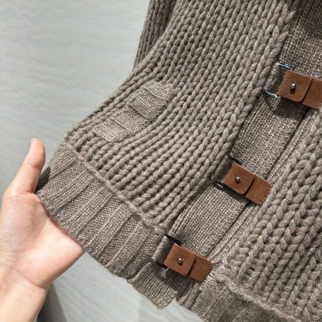 Top Quality Luxury 100% Yak Hair Cardigan Sweater Women Lapel Long Sleeve Suede Buttons New Autumn Winter Vintage Sweater Coat