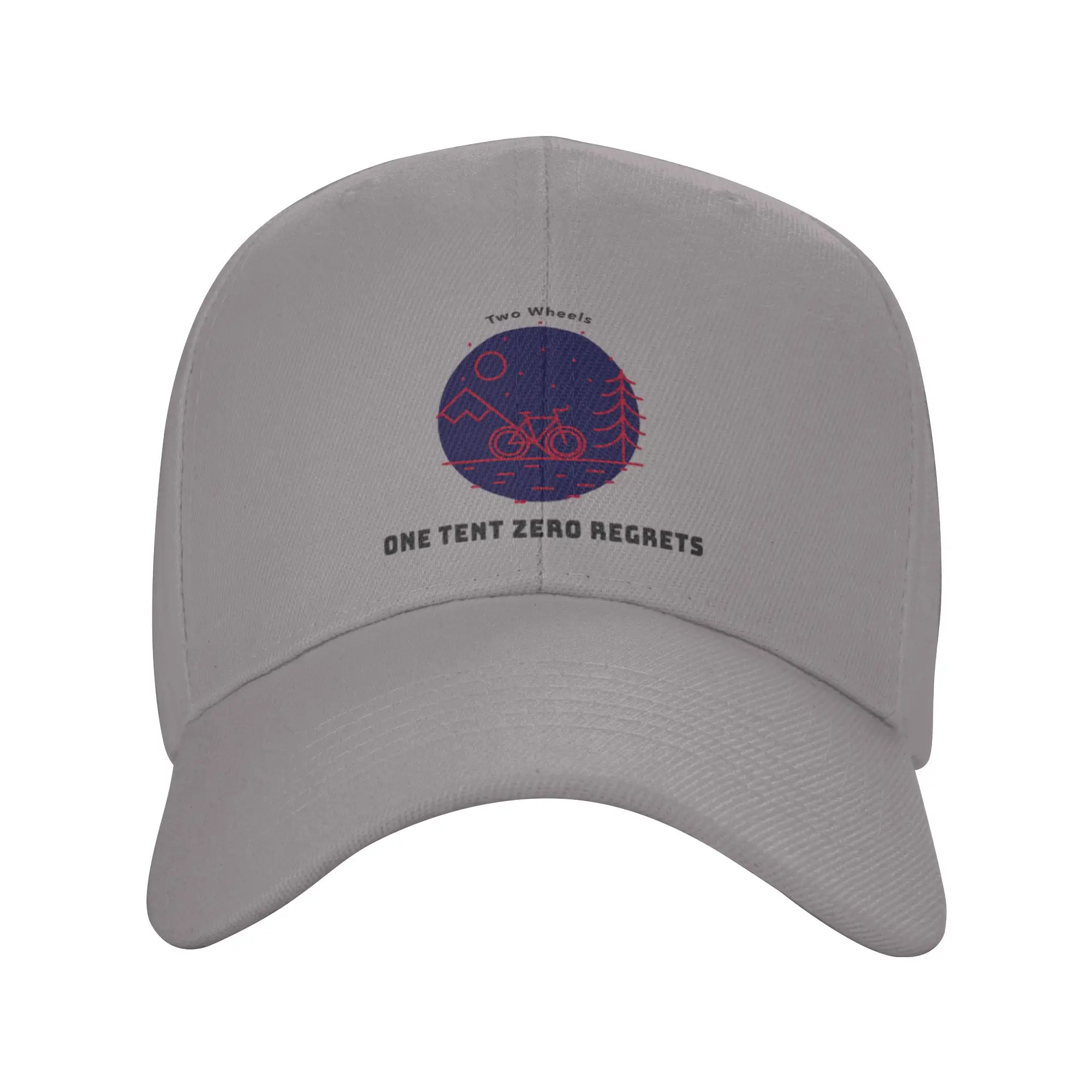 CAMPING AND BIKING TWO WHEELS ONE TENT ZERO REGRETS T-SHIRT Trendy Baseball Cap Mountain Climbing Hip Hop Cap Baseball Cap