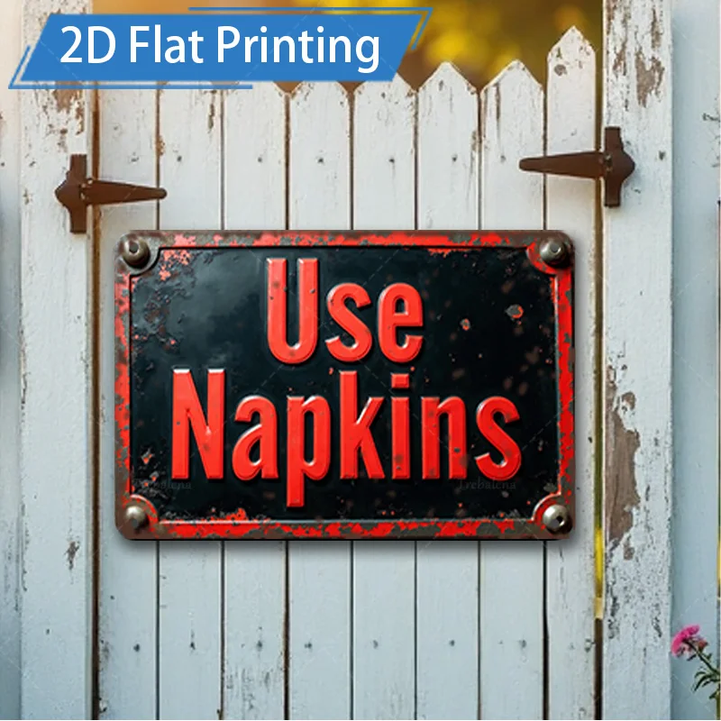 

[2D FLAT] Металлическая вывеска, 1 шт., металлическая вывеска в деревенском стиле 8 × 12 дюймов «Используйте салфетки» для декора кухни