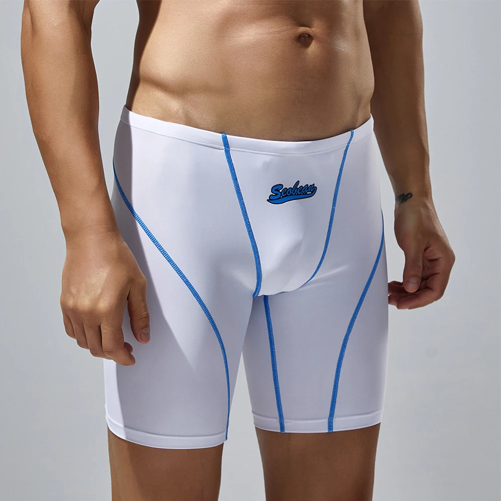 Summer Mens Tight Swimming Boxers Shorts Pouch Underwear Elastic Swim Trunks Surfing Board Shorts Bathing Suit