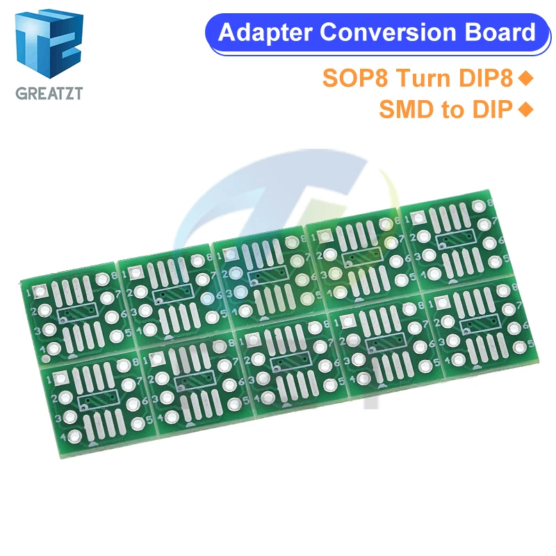 10 шт. SOP8 поворотный DIP8 / SMD для DIP IC адаптер разъем SOP8/TSSOP8/SOIC8/SSOP8 плата для DIP адаптер преобразователь пластина 0,65 мм 1,27 мм