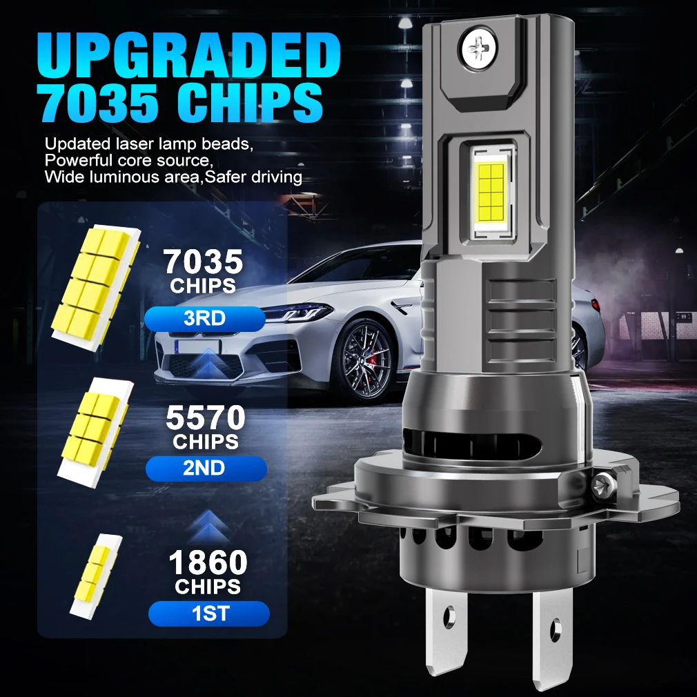 XSTORM H7 LED H1 H11 HB3 9005 HB4 9006 bombillas de faros de coche 60W 20000LM 6000K CSP para lámparas de automóvil Turbo Led accesorios de coche