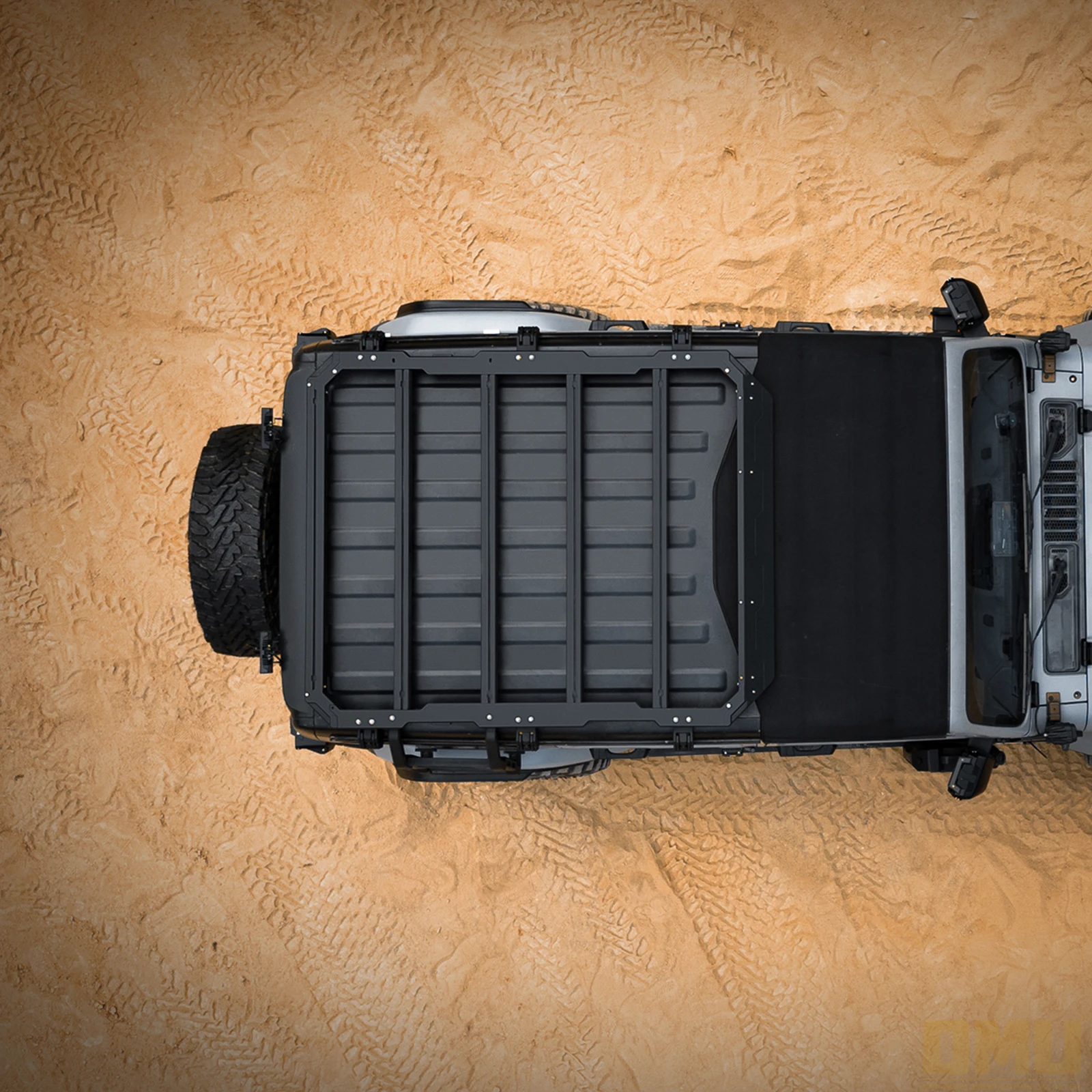 Heavy Duty Aluminum Roof Cargo Luggage Carrier Black OMU Roof Rack Mod Parts for Jeep Wrangler JL Not for Sky One-Touch Softtop