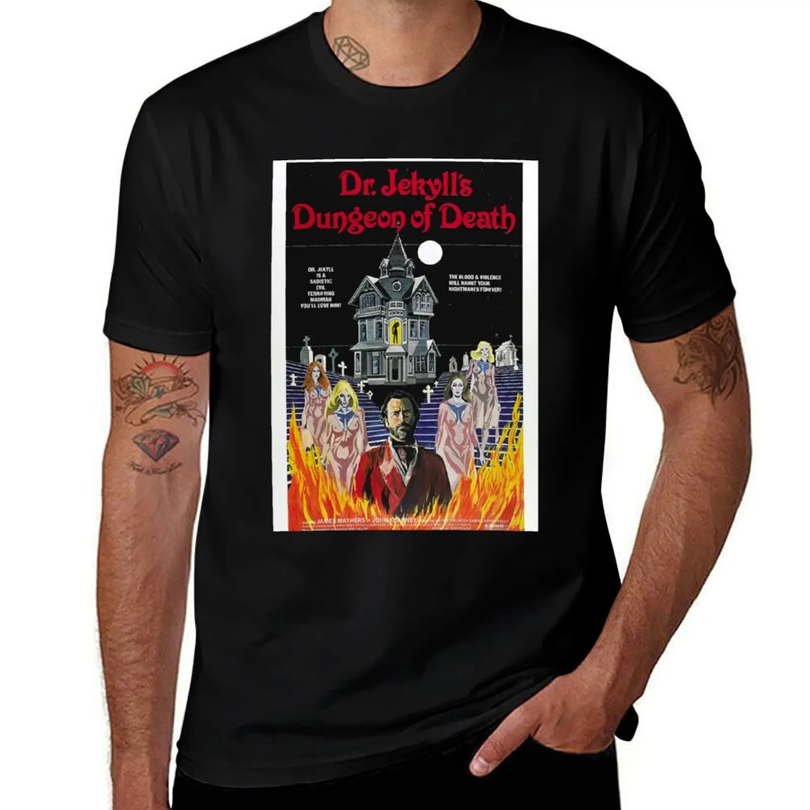 Dr Jekylls Dungeon Of Death T-Shirt valentines clothes graphic shirts Louboutins blue lock t shirt men 100℅ cotton