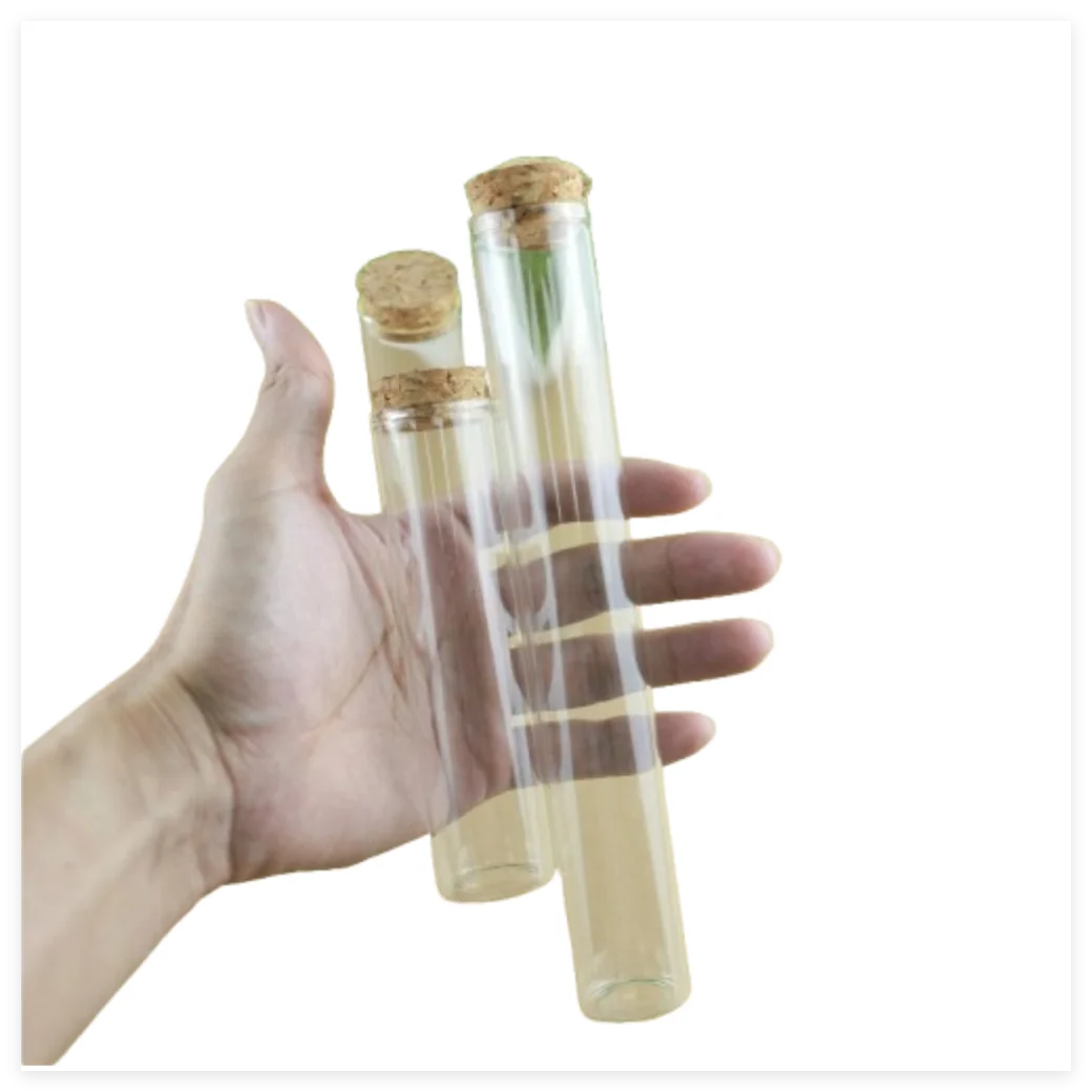 12pcs long Cork In Vitro Thick Glass Bottles Wishing Bottle Glass Cork Stopper Jars Storage Container