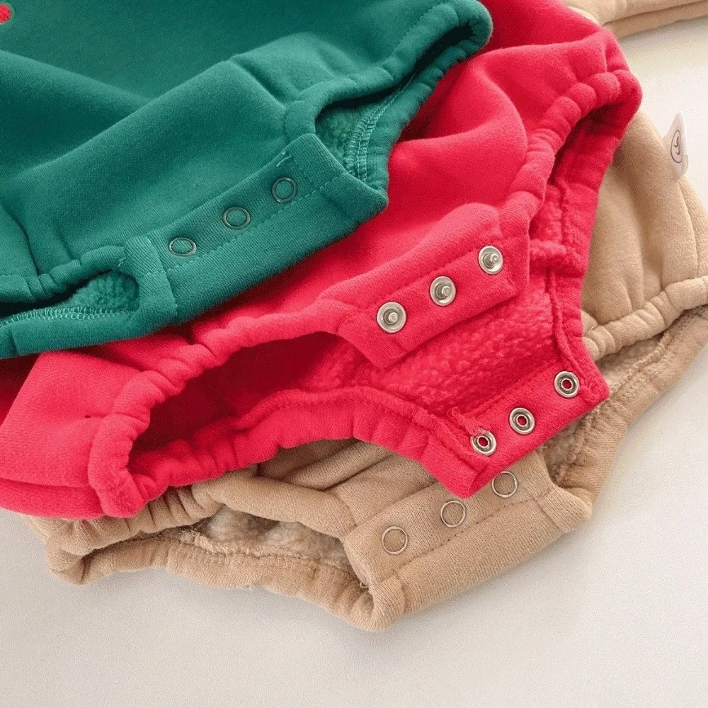 High Quality Thickened Rompers Warm with Hat Jumpsuit Toddler Sweatshirt Christmas Party