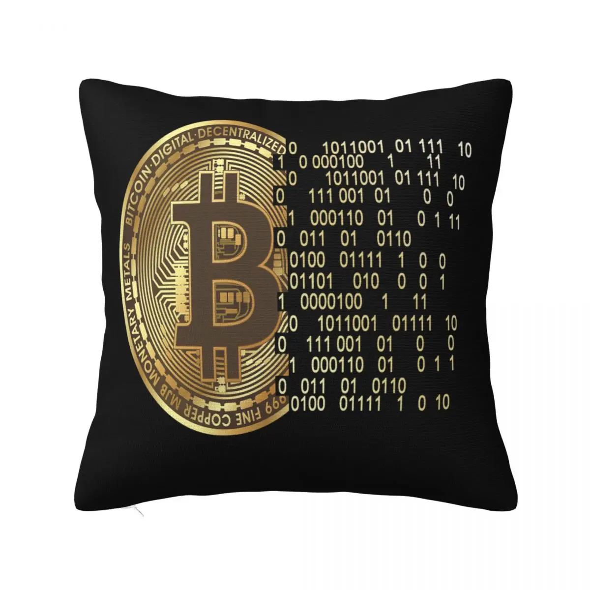 Golden Bitcoin For Crypto Currency Pillowcase Cushion Modern Living Room Cushion Cover Home Decor Accessories Customizable