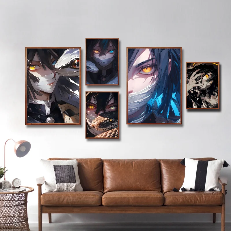 Anime Obanai Demon Slayer Poster Self-adhesive Art Waterproof Paper Sticker Coffee House Bar Room Wall Decor